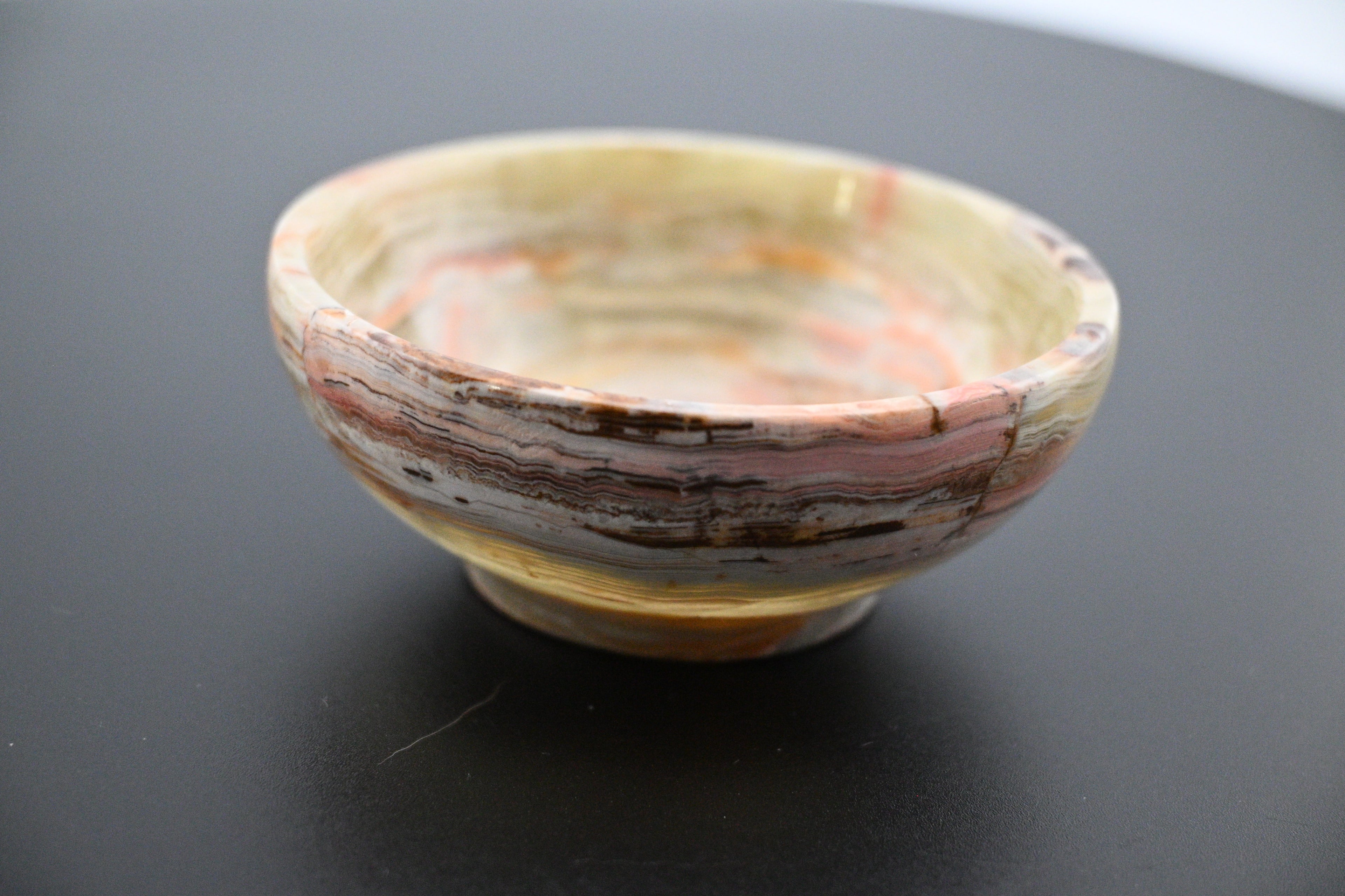 Polished Onyx Dish – Natural Multicolored Stone