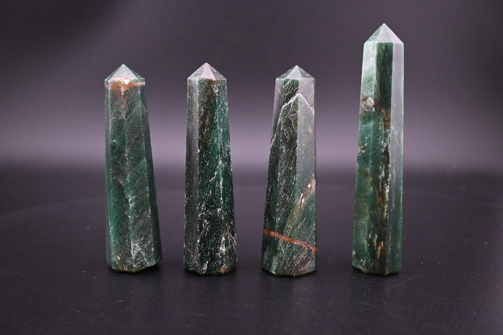 Green Aventurine Tower - Octagonal tapered Tower with Beveled Base