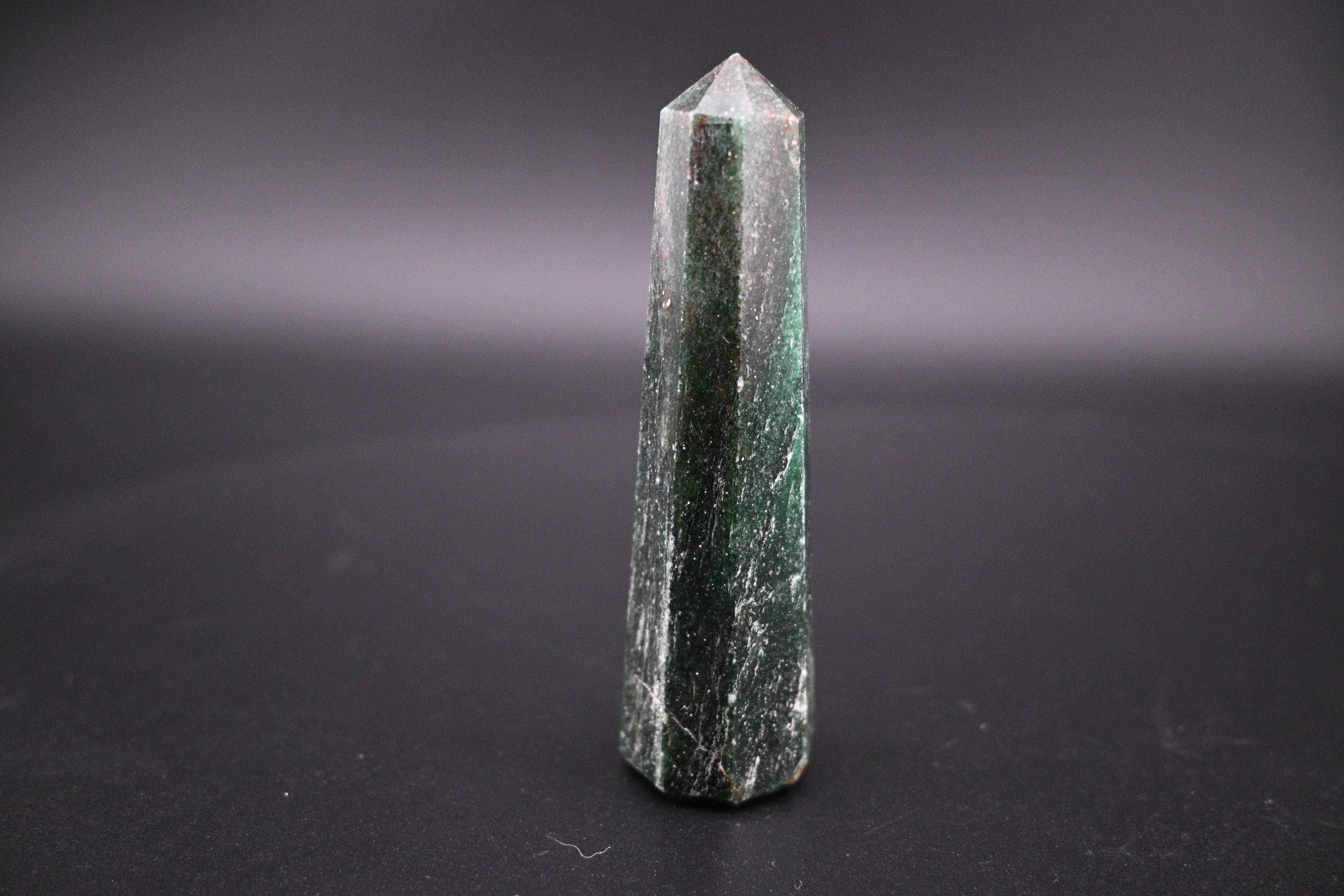 Green Aventurine Tower - Octagonal tapered Tower with Beveled Base