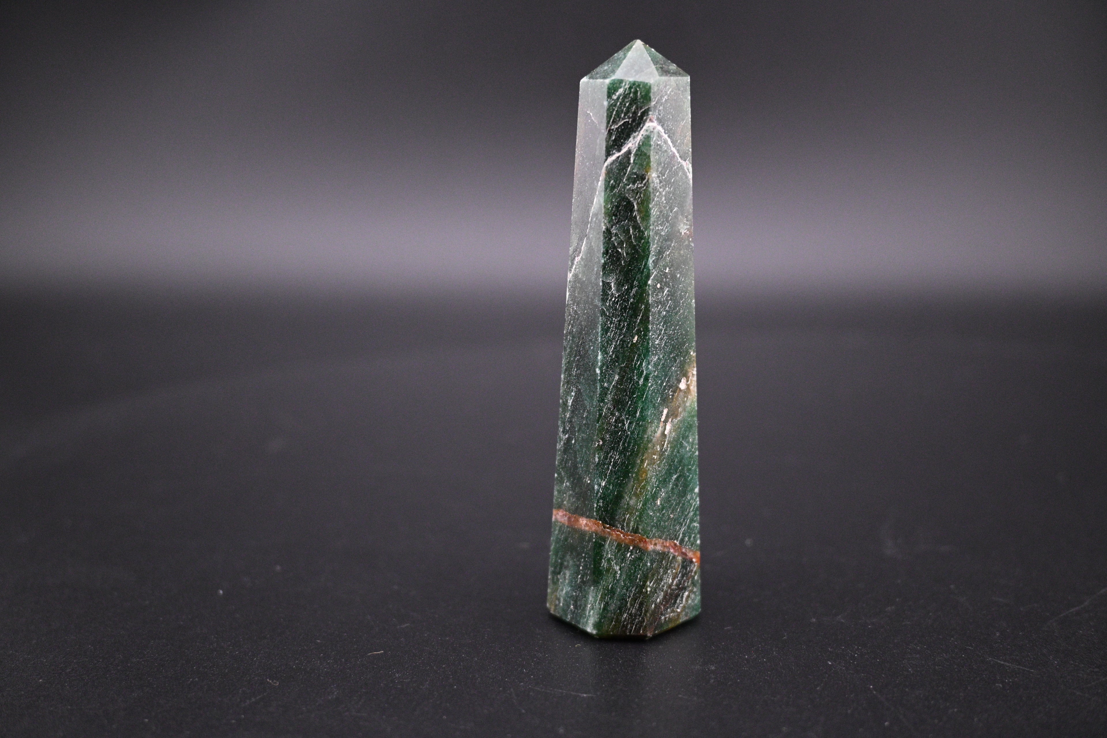 Green Aventurine Tower - Octagonal tapered Tower with Beveled Base
