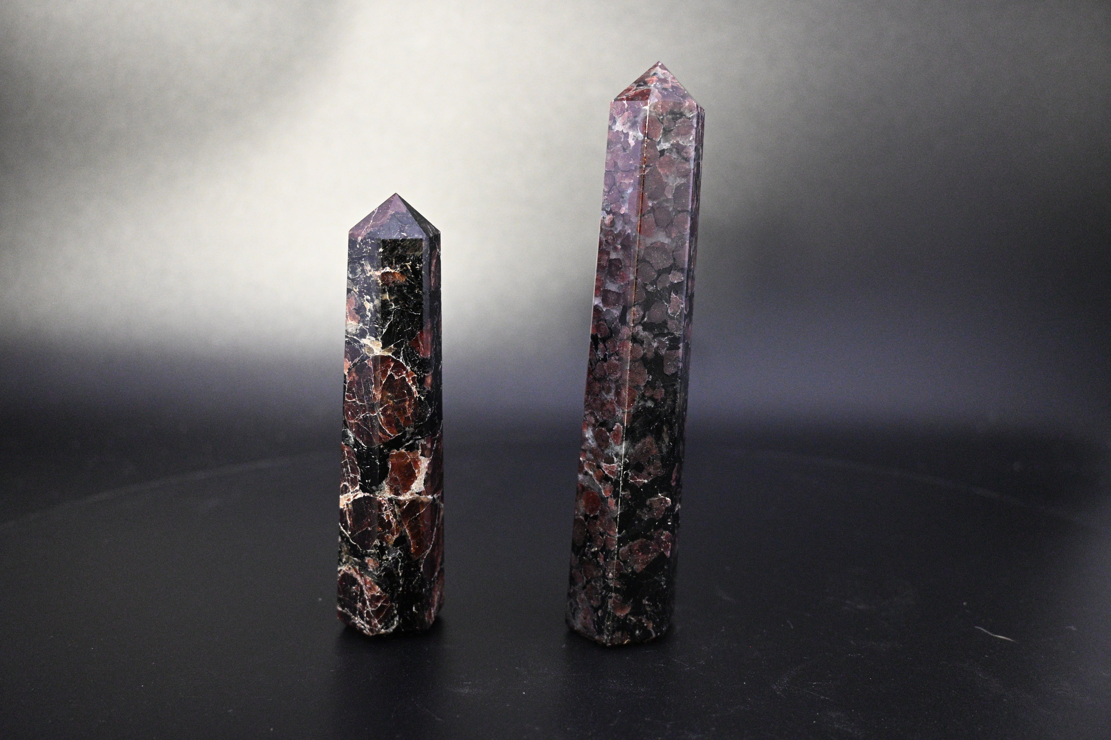 Garnet in Tourmaline Tower - Hexagonal Beveled Base