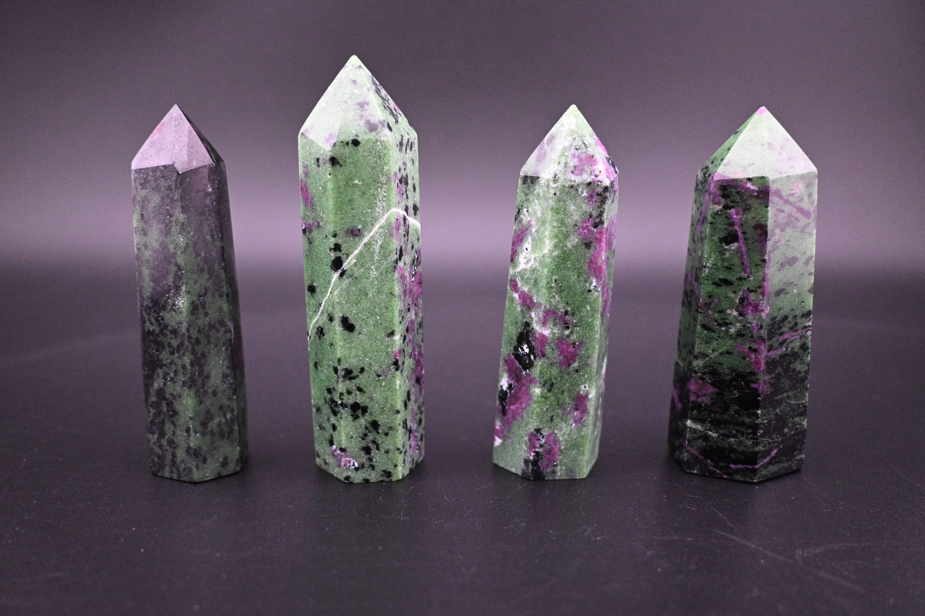 Ruby Zoisite Towers - Hexagonal and UV Reactive
