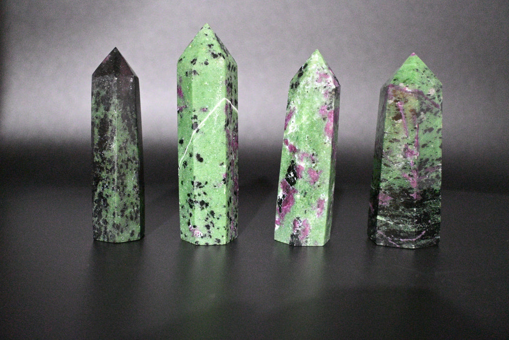 Ruby Zoisite Towers - Hexagonal and UV Reactive