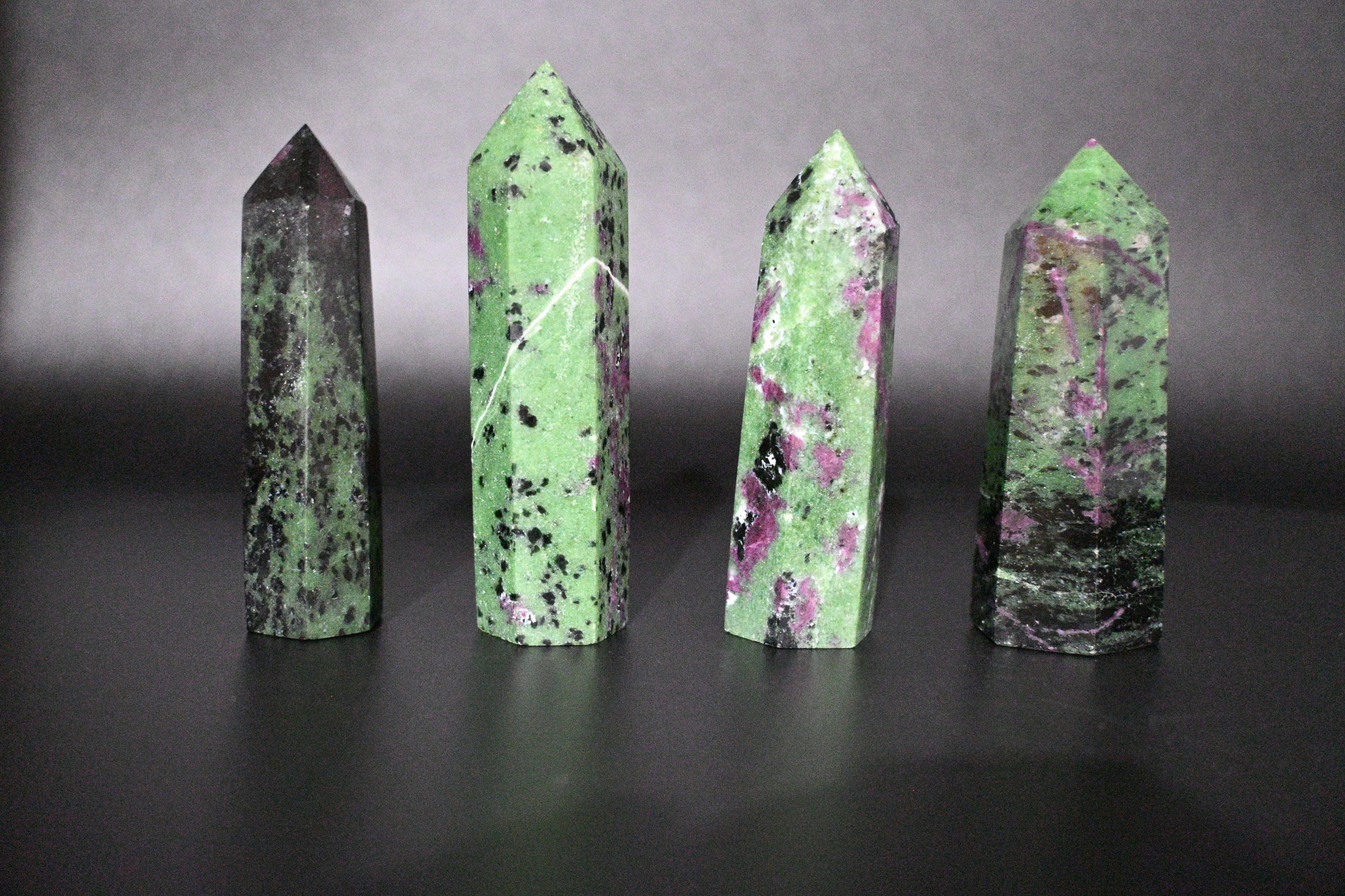 Ruby Zoisite Towers - Hexagonal and UV Reactive