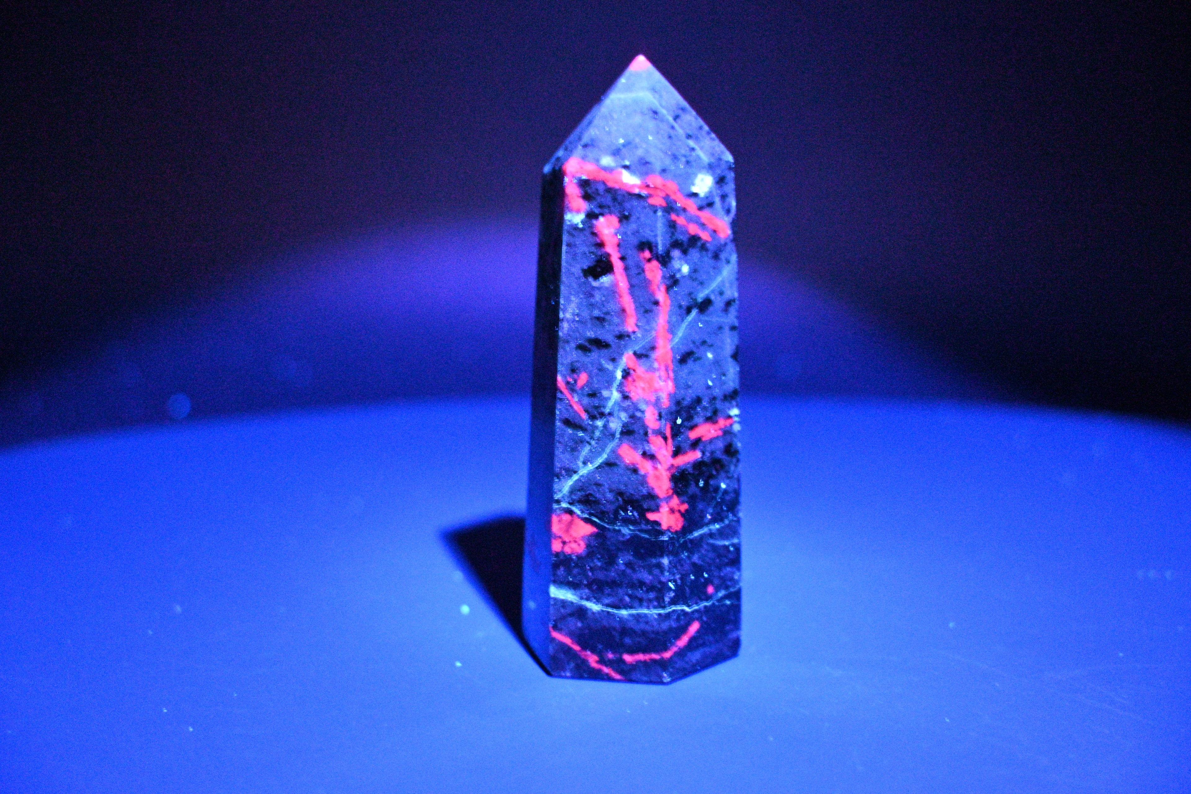 Ruby Zoisite Towers - Hexagonal and UV Reactive
