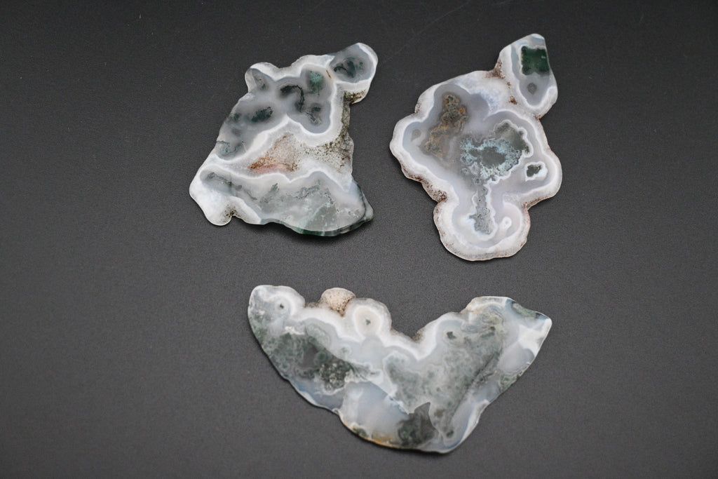 Solar Moss Agate Cabochon - Set of 3