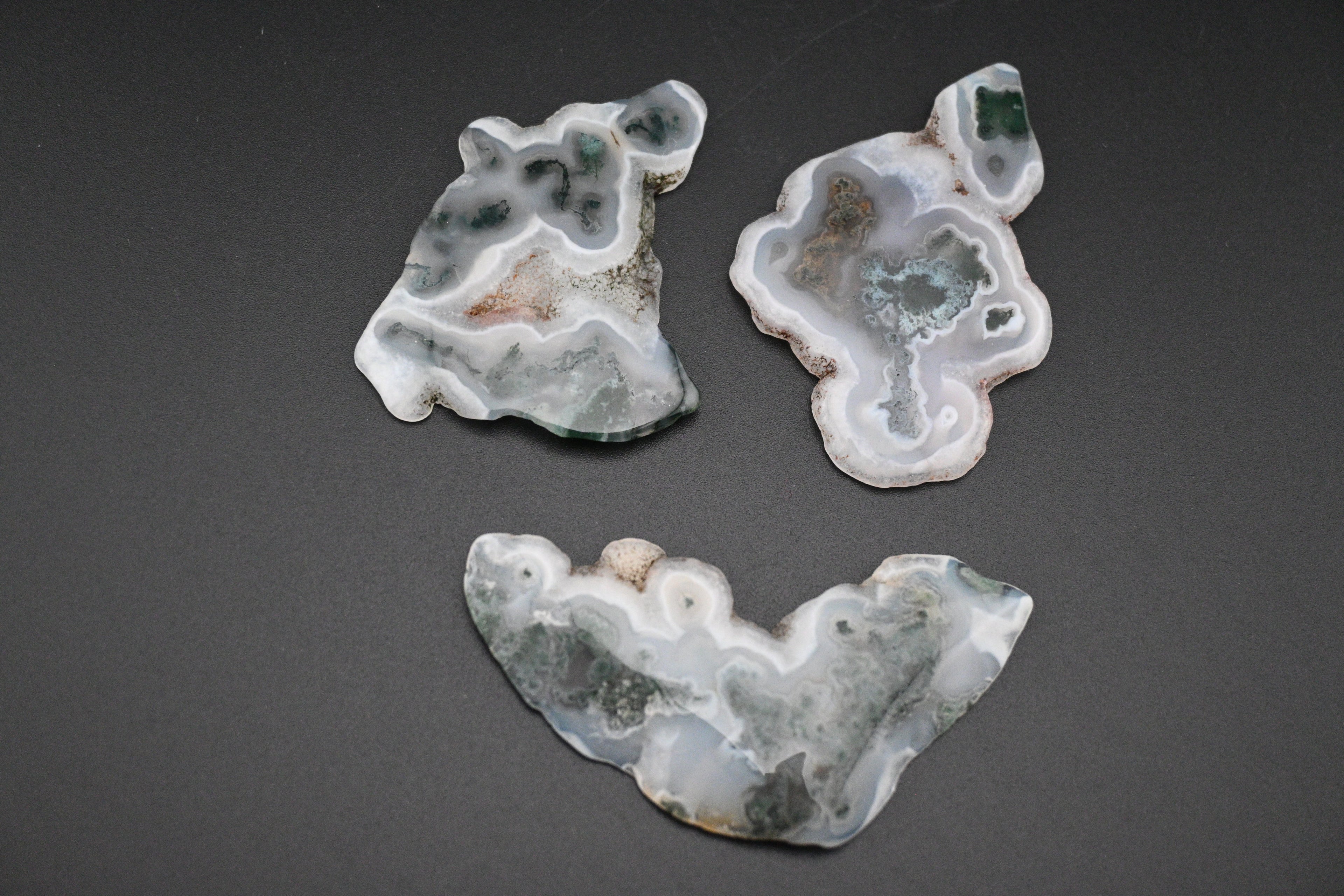 Solar Moss Agate Cabochon - Set of 3