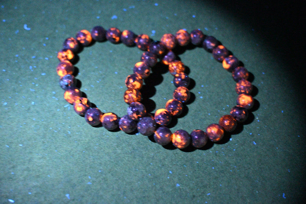 8mm Yooperlite Bracelets - UV Reactive